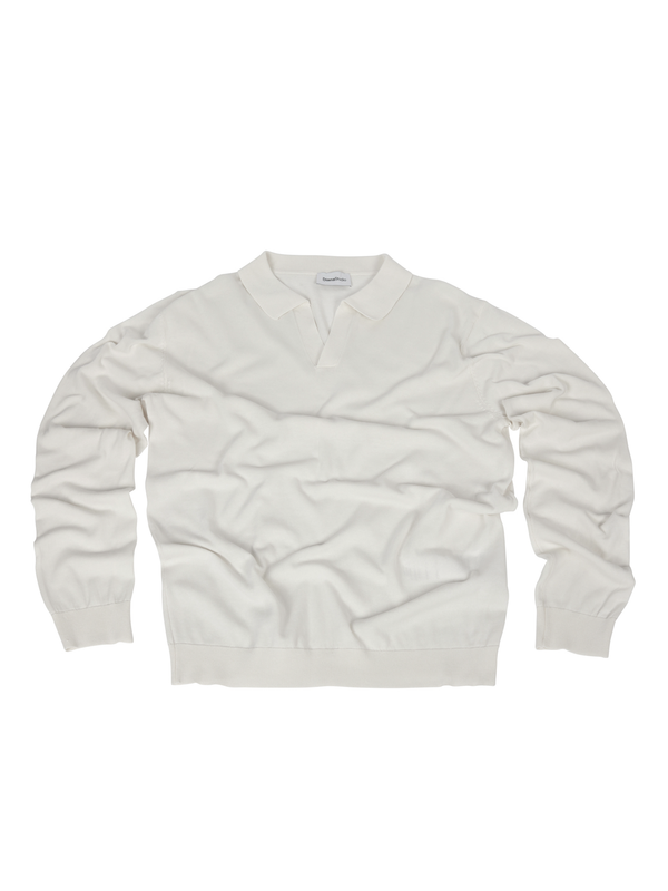 Polo senza bottoni a Maniche Lunghe in Cotone Leggero