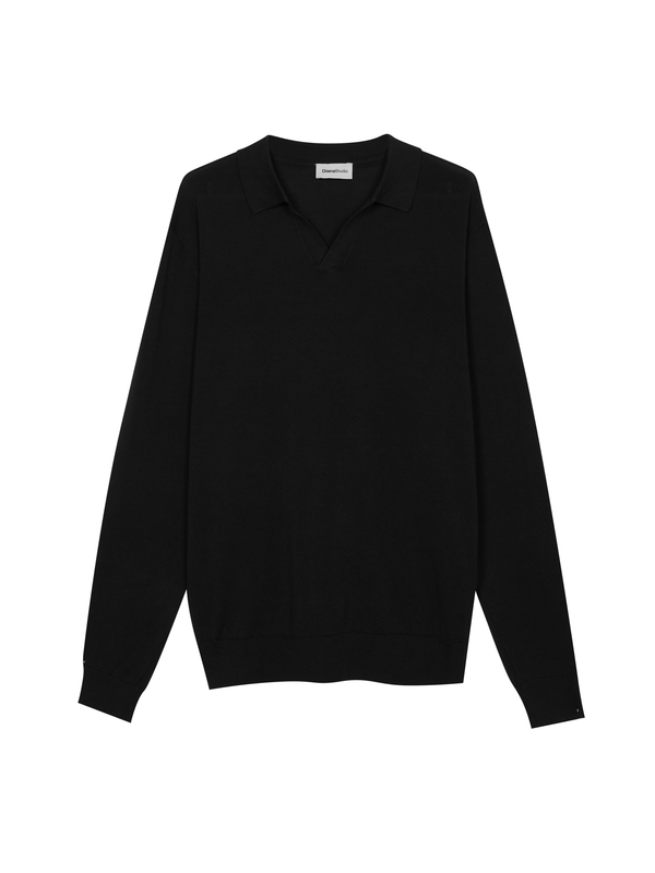 Polo senza bottoni a Maniche Lunghe in Cotone Leggero