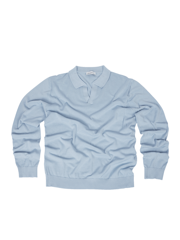 Polo senza bottoni a Maniche Lunghe in Cotone Leggero