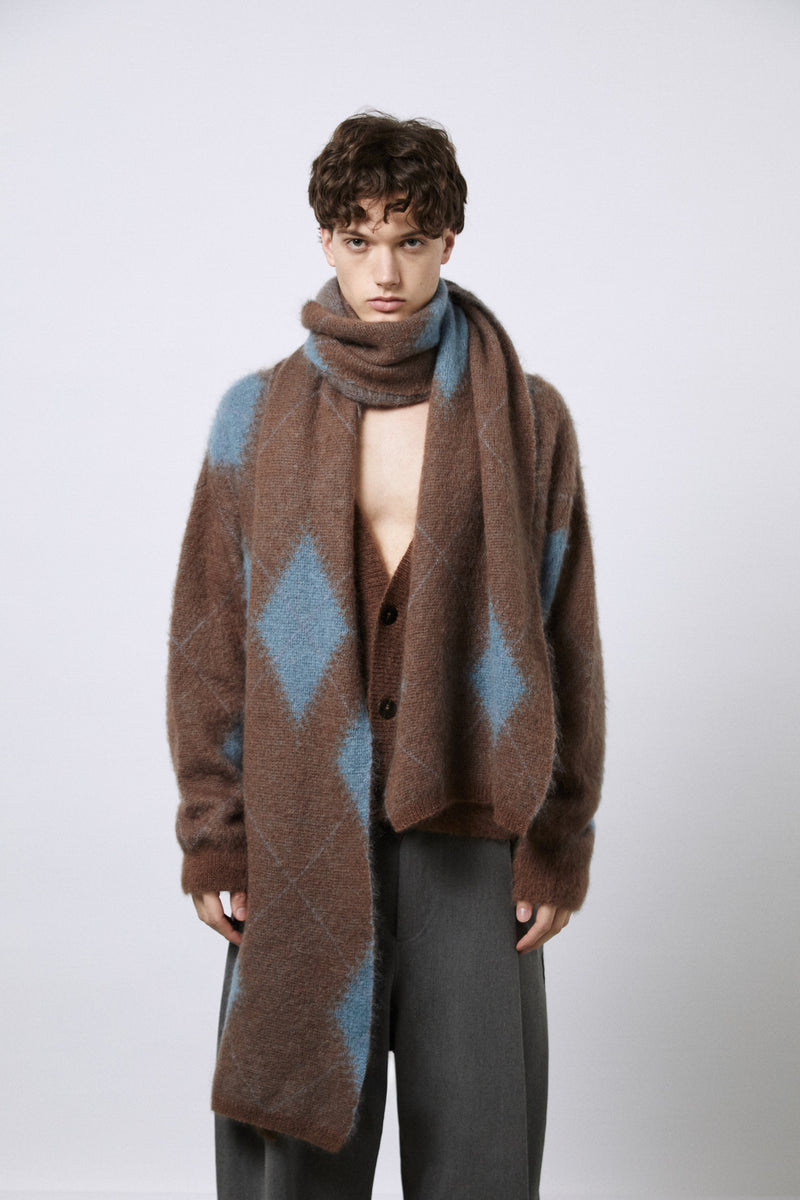 Cardigan aus Superkid-Mohair mit Argyle-Muster