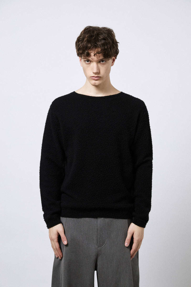 Boatneck in pura Lana con lavorazione casentino