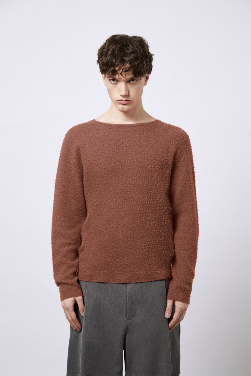 Boatneck in pura Lana con lavorazione casentino