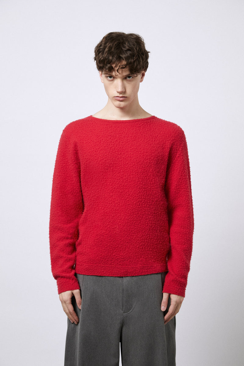 Boatneck in pura Lana con lavorazione casentino