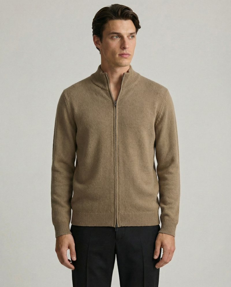 Giacca Zip in Maglia Rasata in Cotone