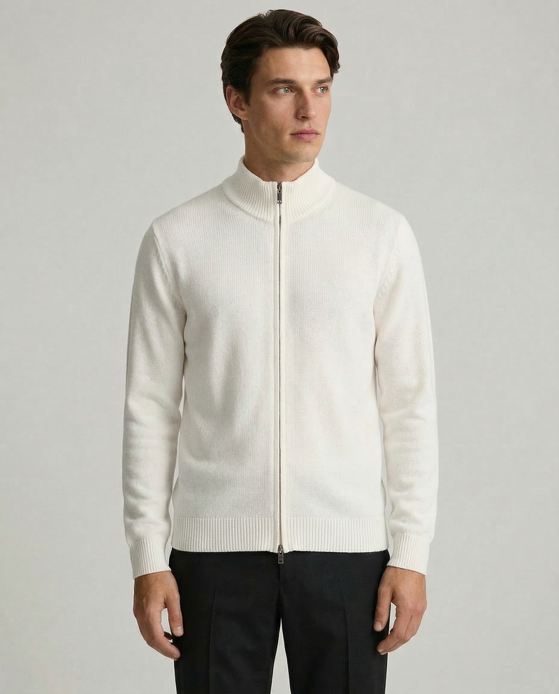Giacca Zip in Maglia Rasata in Cotone