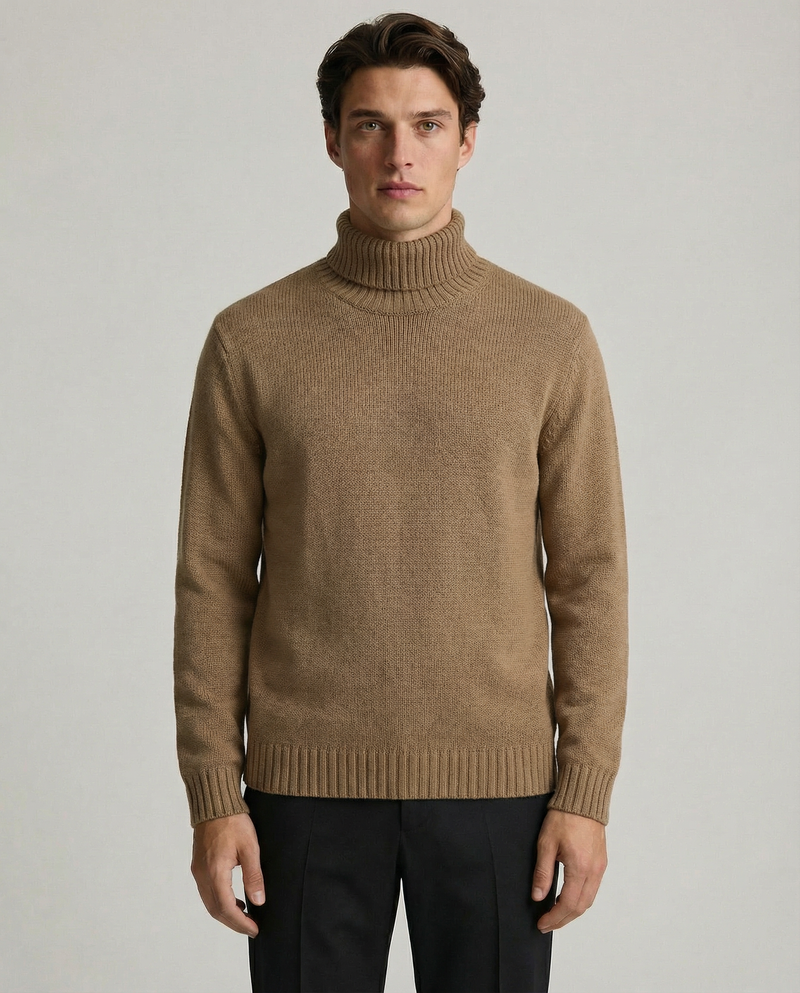 Dolcevita in Maglia Rasata in Cotone