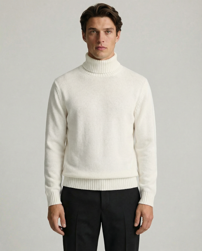 Dolcevita in Maglia Rasata in Cotone