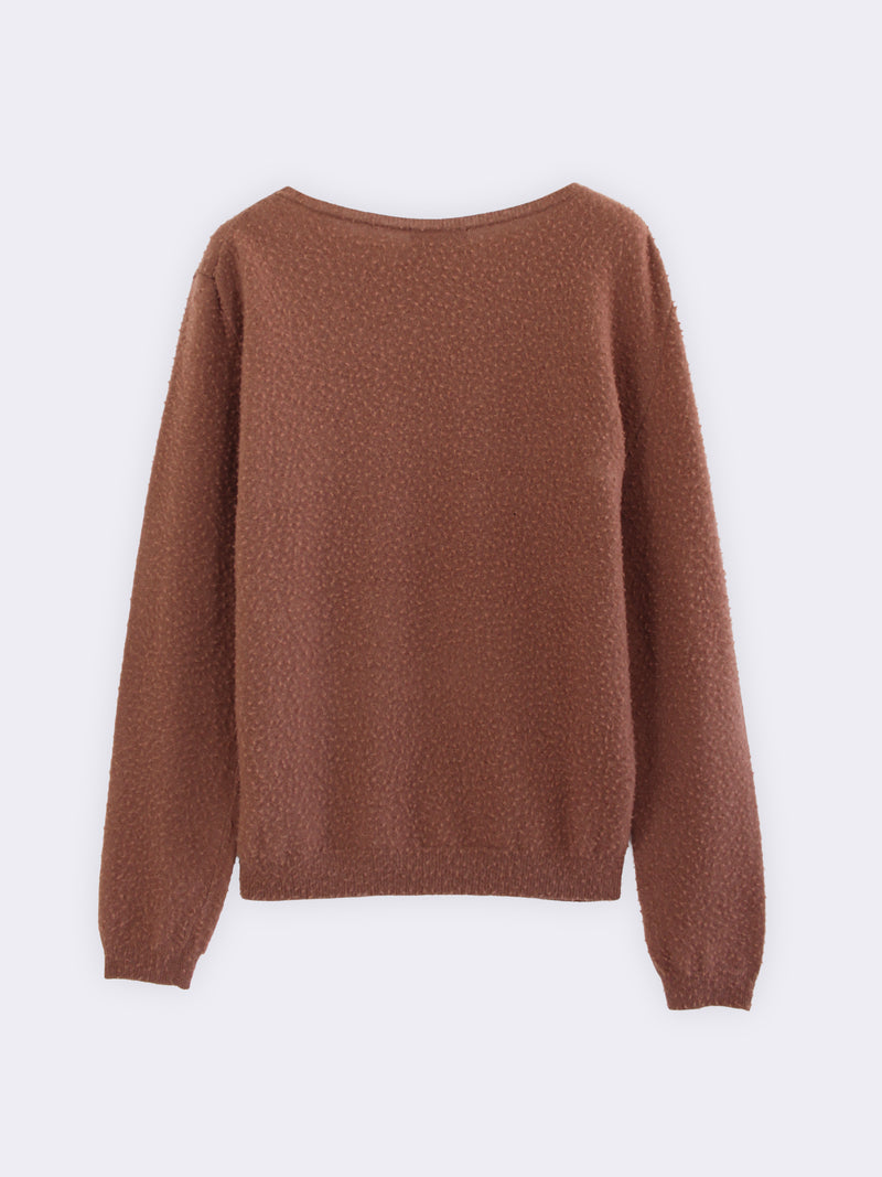 Boatneck in pura Lana con lavorazione casentino