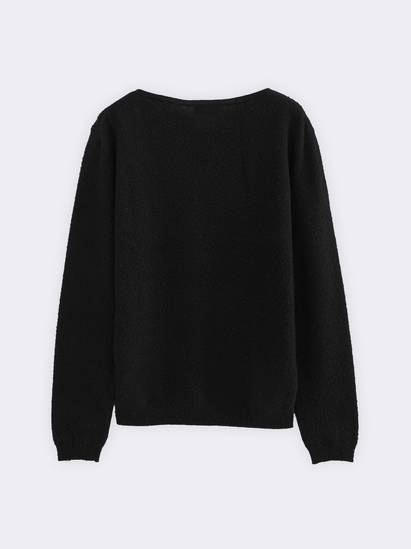 Boatneck in pura Lana con lavorazione casentino