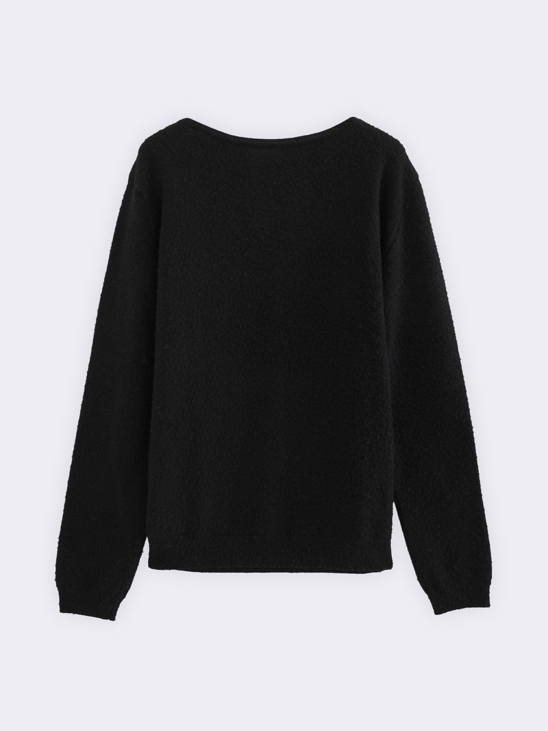 Boatneck in pura Lana con lavorazione casentino