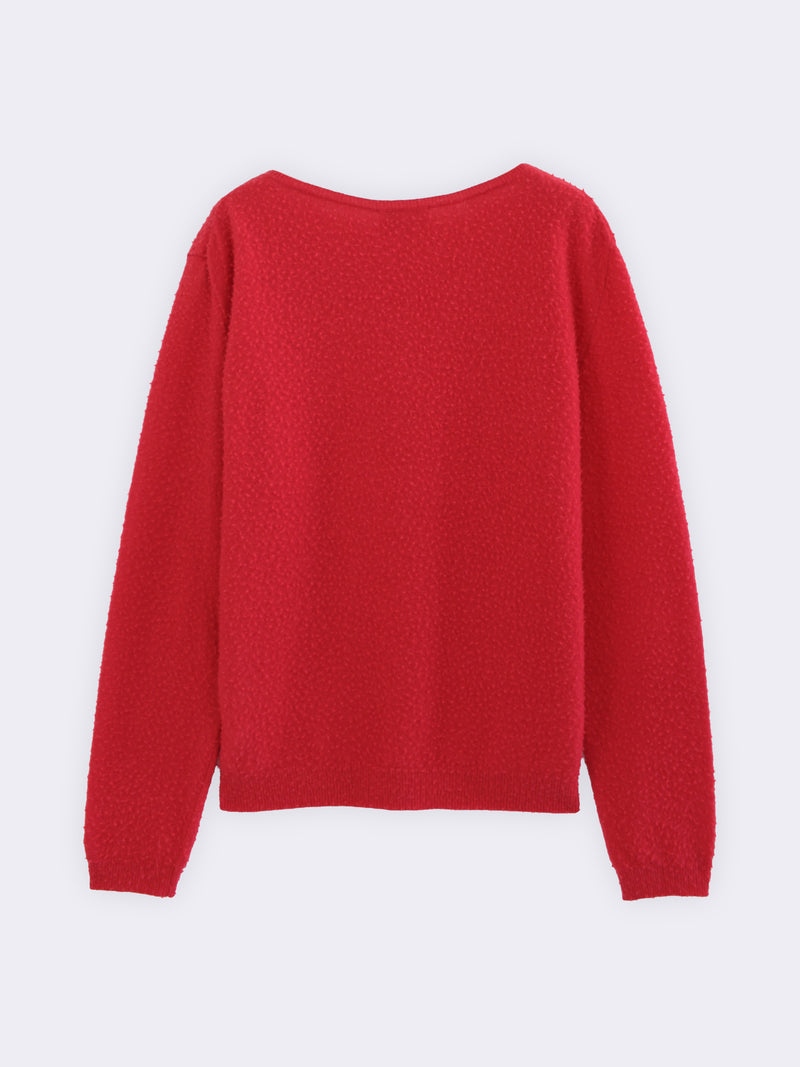 Boatneck in pura Lana con lavorazione casentino