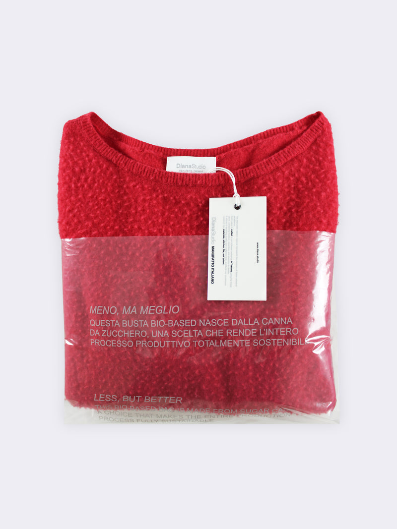 Boatneck in pura Lana con lavorazione casentino