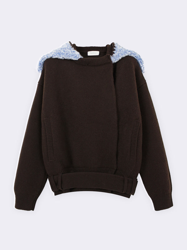 Bomber aviator in pura Lana con collo rimovibile