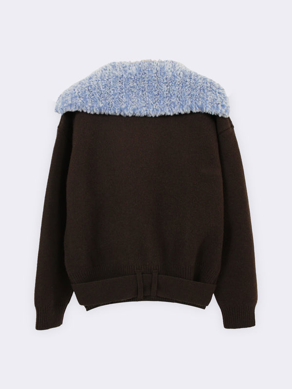 Bomber aviator in pura Lana con collo rimovibile