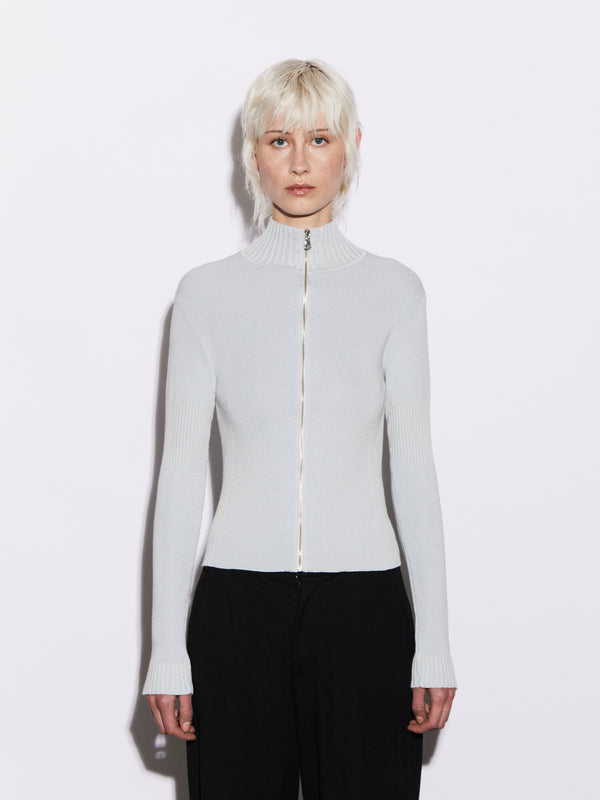 Maglia full zip in Lana e Cotone