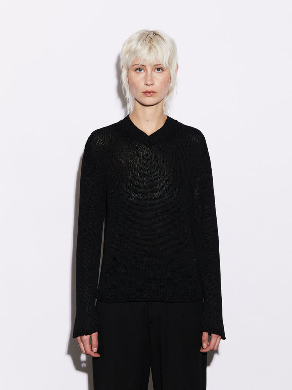 Scollo a V in Lino e Seta