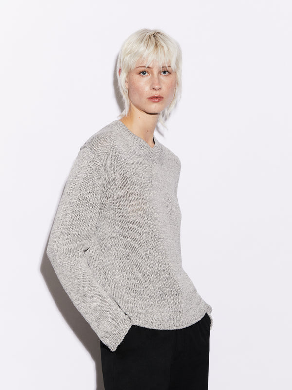 Scollo a V in Lino e Seta