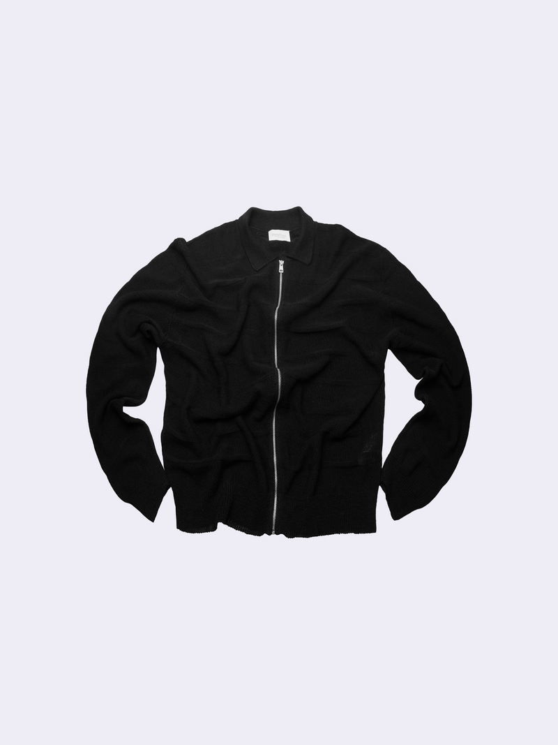Giacca zip in Lino in punto chicco di riso