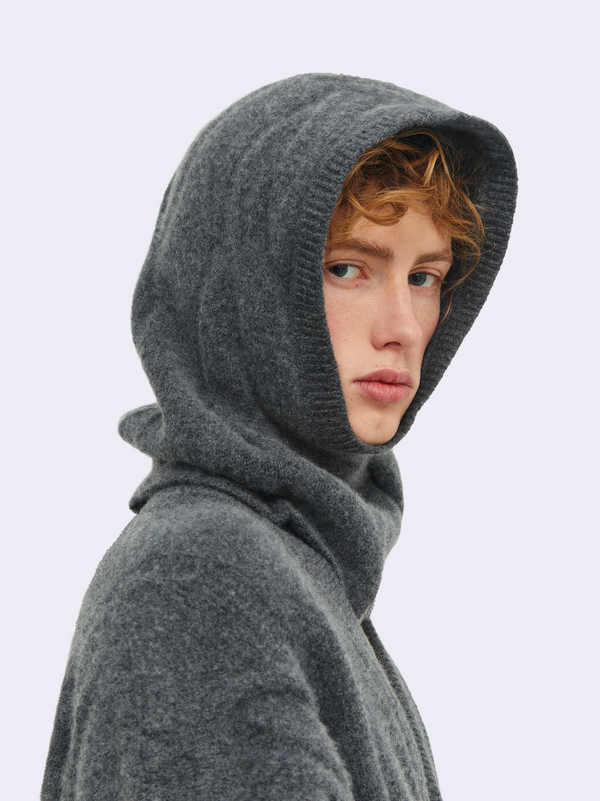 Pure wool balaclava with felted effect