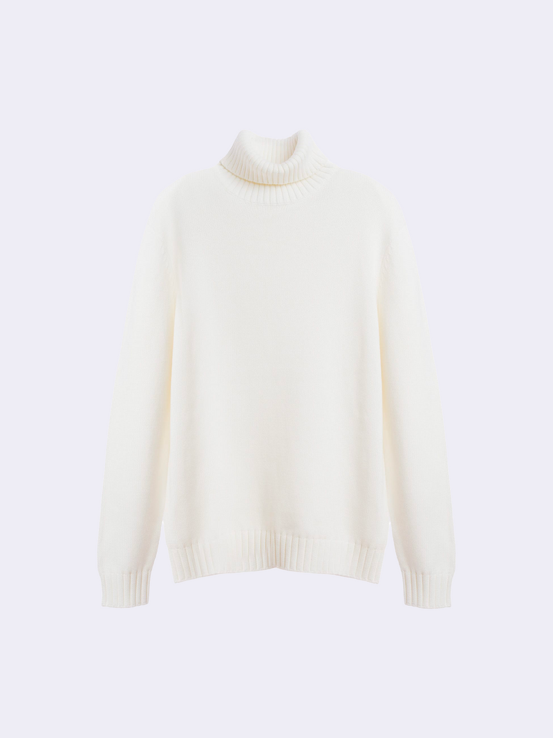 Dolcevita in Maglia Rasata in Cotone