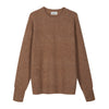 Brushed crew neck in buttoned Merino wool