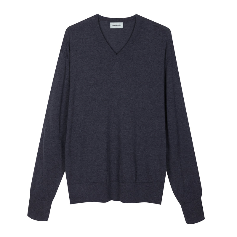 Scollo a V in Lana Merino extrafine e Cotone organico