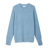 Brushed crew neck in buttoned Merino wool