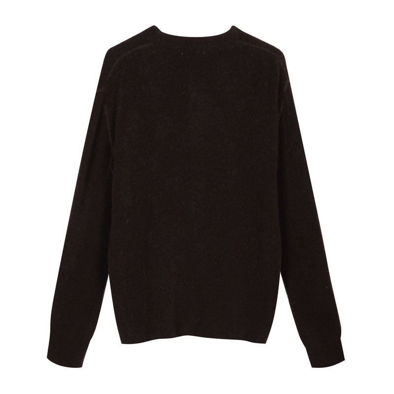 Bouclé-Cardigan mit Serafino-Ausschnitt aus Merinowollmischung