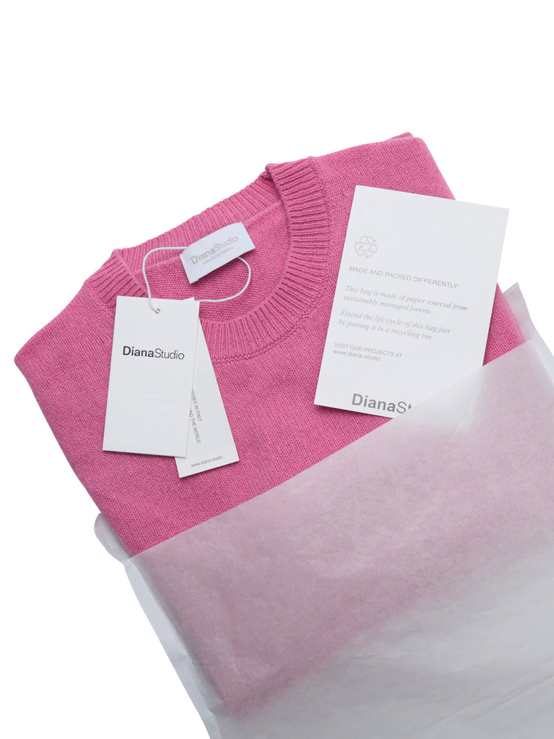 Girocollo Cropped in 100% Cashmere rigenerato Rosa Velluto