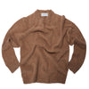 Brushed crew neck in buttoned Merino wool