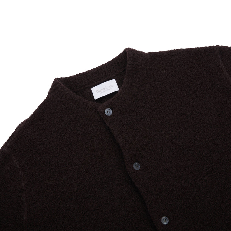 Bouclé-Cardigan mit Serafino-Ausschnitt aus Merinowollmischung